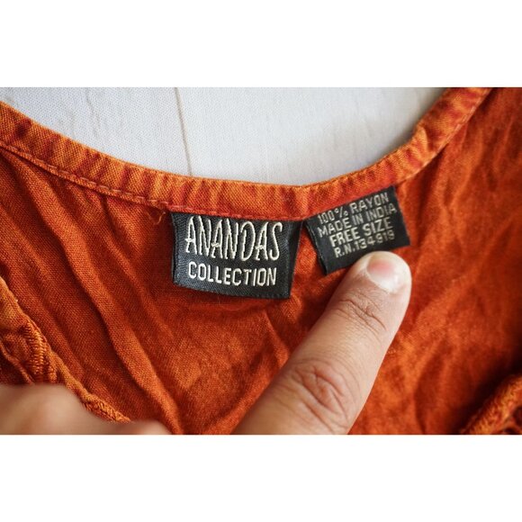 Anandas Collection Women's Orange Boho Fringes Tassel Dress - Free Size - Picture 3 of 6